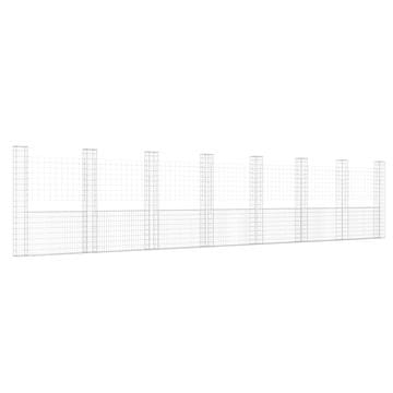 Vidaxl Gabion košara U-oblike z 8 stebri železo 860x20x200 cm