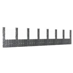 Vidaxl Gabion košara U-oblike z 8 stebri železo 860x20x200 cm