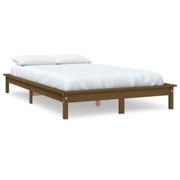 Vidaxl Posteljni okvir medeno rjav 200x200 cm trdna borovina