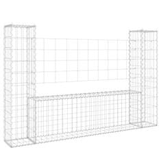 Vidaxl Gabion košara U-oblike z 2 stebroma železo 140x20x100 cm