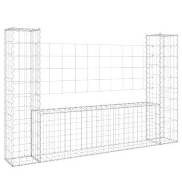 Vidaxl Gabion košara U-oblike z 2 stebroma železo 140x20x100 cm
