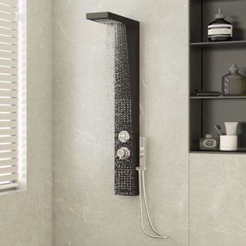 Vidaxl vidaXL Tuš panel iz aluminija, črne barve