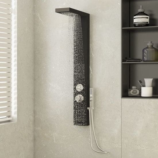 shumee vidaXL Panel za tuš aluminij črne barve