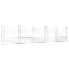Vidaxl Gabion košara U-oblike s 6 stebri železo 620x20x150 cm