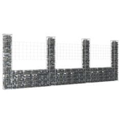 shumee Gabion košara U-oblike s 4 stebri železo 380x20x150 cm