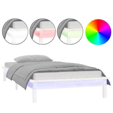 Vidaxl LED posteljni okvir bel 90x200 cm trden les