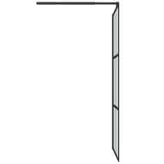 Vidaxl Pregrada za tuš s polico črna 90x195 cm ESG steklo in aluminij