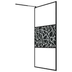 Vidaxl Pregrada za tuš 115x195 cm ESG steklo s kamnitim dizajnom črna