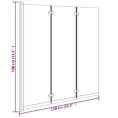 Vidaxl Zložljiva pregrada za tuš s 3 paneli ESG 130x130 cm črna