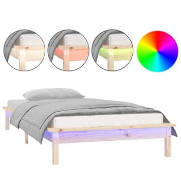 Vidaxl LED posteljni okvir 90x200 cm trden les