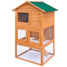 Vidaxl Zunanji zajčnik / hišica za male živali s 3 nadstropji iz lesa
