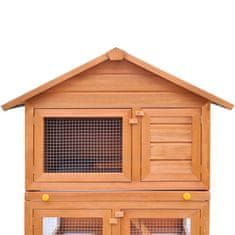 Vidaxl Zunanji zajčnik / hišica za male živali s 3 nadstropji iz lesa