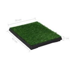 Vidaxl Stranišče za domače živali z umetno travo zeleno 63x50x7 cm WC