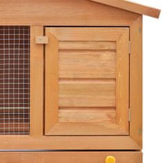 Greatstore Zunanji zajčnik / hišica za male živali s 3 vrati iz lesa