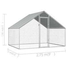 shumee Kletka za piščance na prostem 2,75 x 2 x 1,92 m pocinkano jeklo