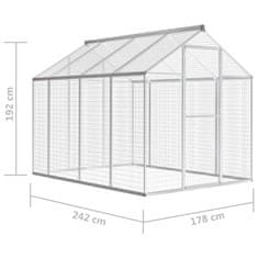 Vidaxl Večja zunanja ptičja kletka aluminij 178x242x192 cm