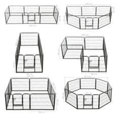 Greatstore Ograda za pse z 8 jeklenimi paneli 60x80 cm črne barve