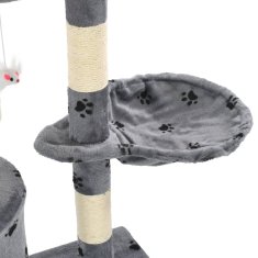 Vidaxl Mačje drevo s praskalniki iz sisala 138 cm sive barve s tačkami
