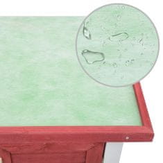 Greatstore Zunanji zajčnik s 4 vrati rdeč lesen