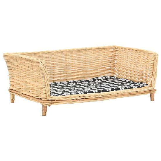 Vidaxl Pasja košara z blazino 90x54x35 cm naravna vrba