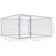 Vidaxl Zunanji pasji boks pocinkano jeklo 2x2x1 m