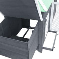 Vidaxl Kokošnjak z gnezdom siv 190x72x102 cm trden les jelke