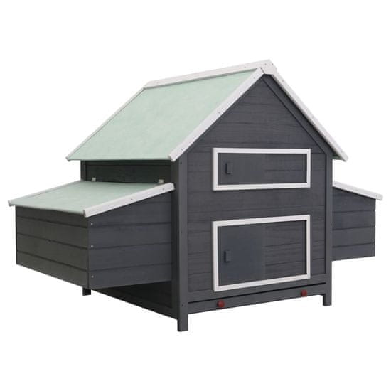 Vidaxl Kokošnjak siv 157x97x110 cm iz lesa