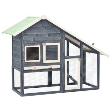 Vidaxl Zajčnik siv in bel 140x63x120 cm trden les jelke