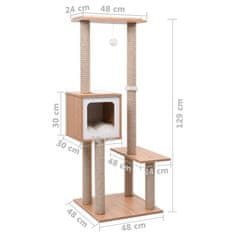 Vidaxl Mačje drevo s praskalniki iz sisala 129 cm