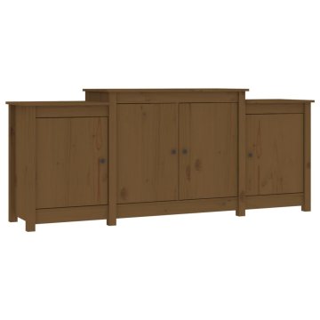 Vidaxl Komoda medeno rjava 164x37x68 cm trdna borovina