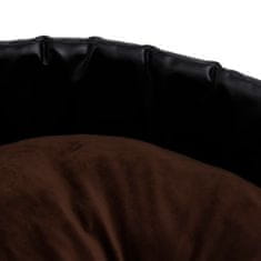 Greatstore Pasja postelja črna in rjava 99x89x21 cm pliš in umetno usnje