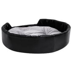 Vidaxl Pasja postelja črna in siva 90x79x20 cm pliš in umetno usnje