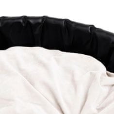 Greatstore Pasja postelja črna in bež 99x89x21 cm pliš in umetno usnje