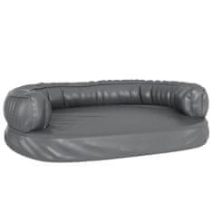 Vidaxl Ergonomska pasja postelja iz pene siva 75x53 cm um. usnje