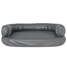 Vidaxl Ergonomska pasja postelja iz pene siva 75x53 cm um. usnje