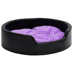 Vidaxl Pasja postelja črna in vijolična 99x89x21 cm pliš in um. usnje