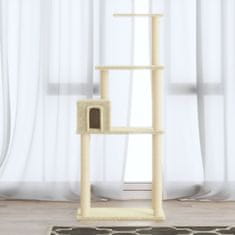 Vidaxl Mačje drevo s praskalniki iz sisala krem 147 cm