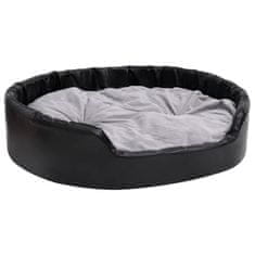 Greatstore Pasja postelja črna in siva 99x89x21 cm pliš in umetno usnje