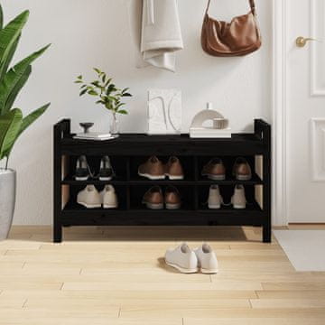 Vidaxl vidaXL Klop za hodnik črne barve 110x40x60 cm masivni borov les