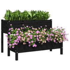 Vidaxl Cvetlično korito črna 110x84x75 cm trdna borovina