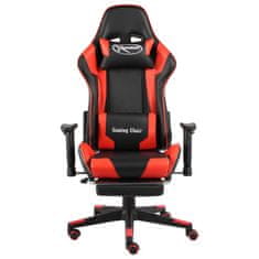 Vidaxl Vrtljiv gaming stol z naslonjalom za noge rdeč PVC