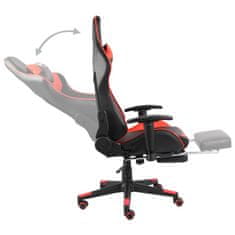 Greatstore Vrtljiv gaming stol z naslonjalom za noge rdeč PVC
