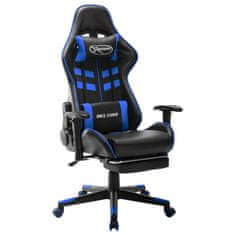 Greatstore Gaming stol z oporo za noge črno in modro umetno usnje