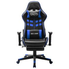 Greatstore Gaming stol z oporo za noge črno in modro umetno usnje