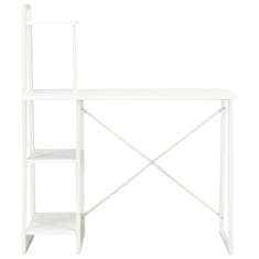 Vidaxl Pisalna miza s policami bela 102x50x117 cm