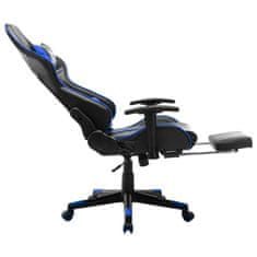 shumee Gaming stol z oporo za noge črno in modro umetno usnje