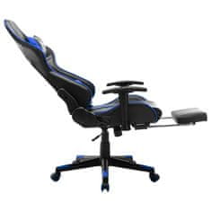 Vidaxl Gaming stol z oporo za noge črno in modro umetno usnje
