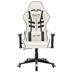 Vidaxl Gaming stol belo in črno umetno usnje