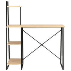 Vidaxl Pisalna miza s policami črna in hrast 102x50x117 cm