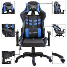 Greatstore Gaming stol modro umetno usnje